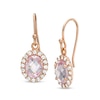 Thumbnail Image 0 of Rose de France Amethyst and Lab-Created White Sapphire Frame Drop Earrings in Sterling Silver with 18K Rose Gold Plate