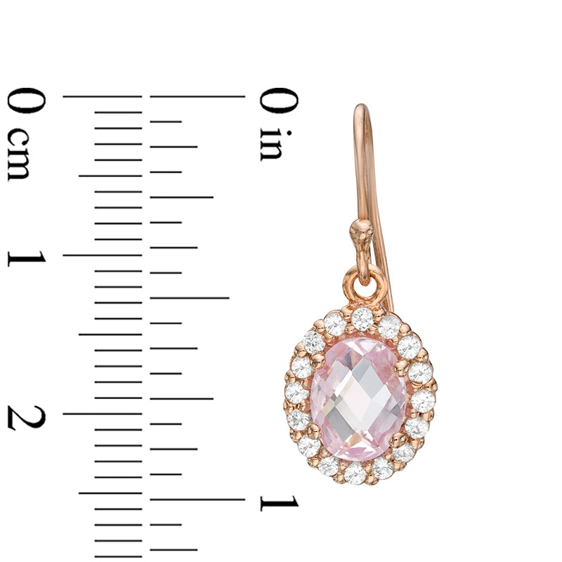 Rose de France Amethyst and Lab-Created White Sapphire Frame Drop Earrings in Sterling Silver with 18K Rose Gold Plate