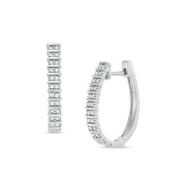 0.23 CT. T.W. Diamond Two Row Hoop Earrings in Sterling Silver
