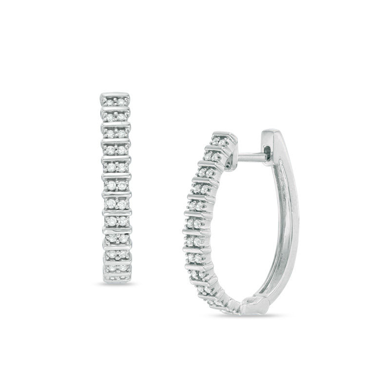 Main Image 1 of 0.23 CT. T.W. Diamond Two Row Hoop Earrings in Sterling Silver