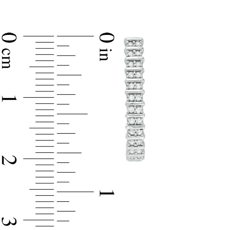 Main Image 2 of 0.23 CT. T.W. Diamond Two Row Hoop Earrings in Sterling Silver