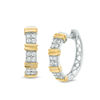 Thumbnail Image 0 of 0.23 CT. T.W. Quad Diamond Collar Hoop Earrings in 10K Two-Tone Gold