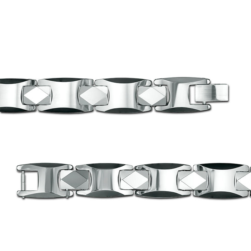 Main Image 2 of Link Bracelet in Tungsten and Black IP - 8.5"