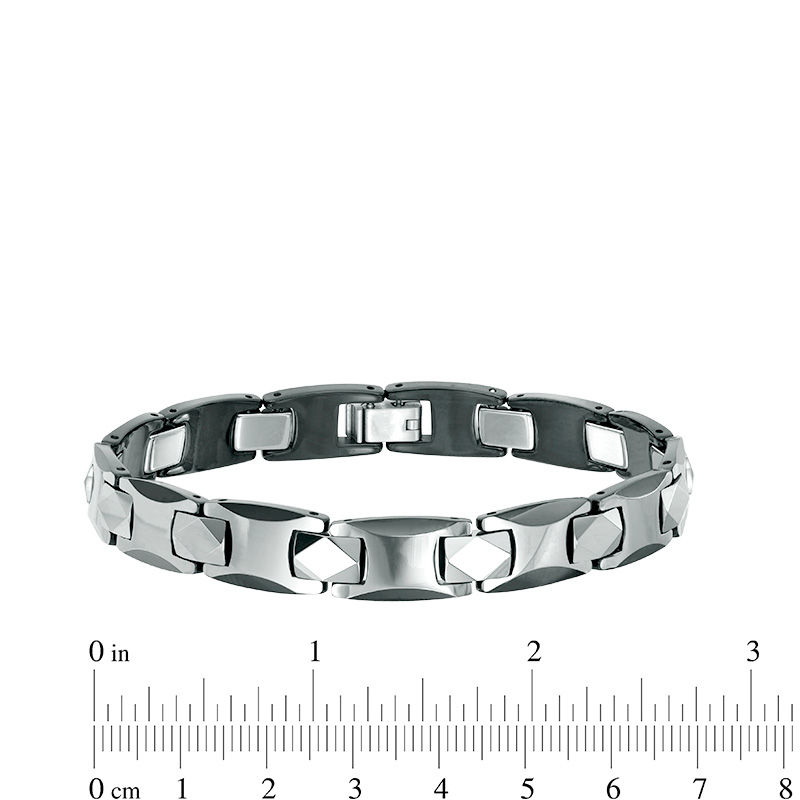 Men's Link Bracelet in Tungsten and Black IP - 8.5"