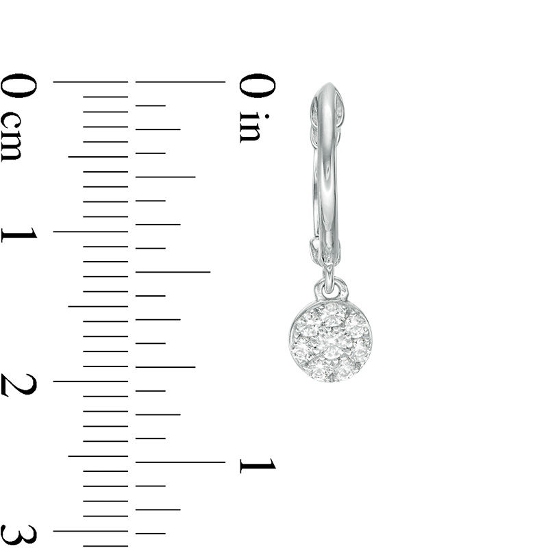 Main Image 2 of 0.25 CT. T.W. Diamond Flower Drop Hoop Earrings in 10K White Gold