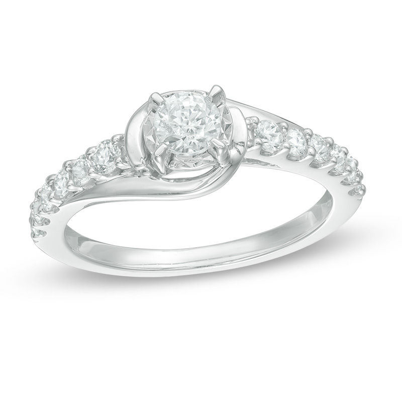 CT. T.W. Diamond Swirl Engagement Ring 10K White Gold