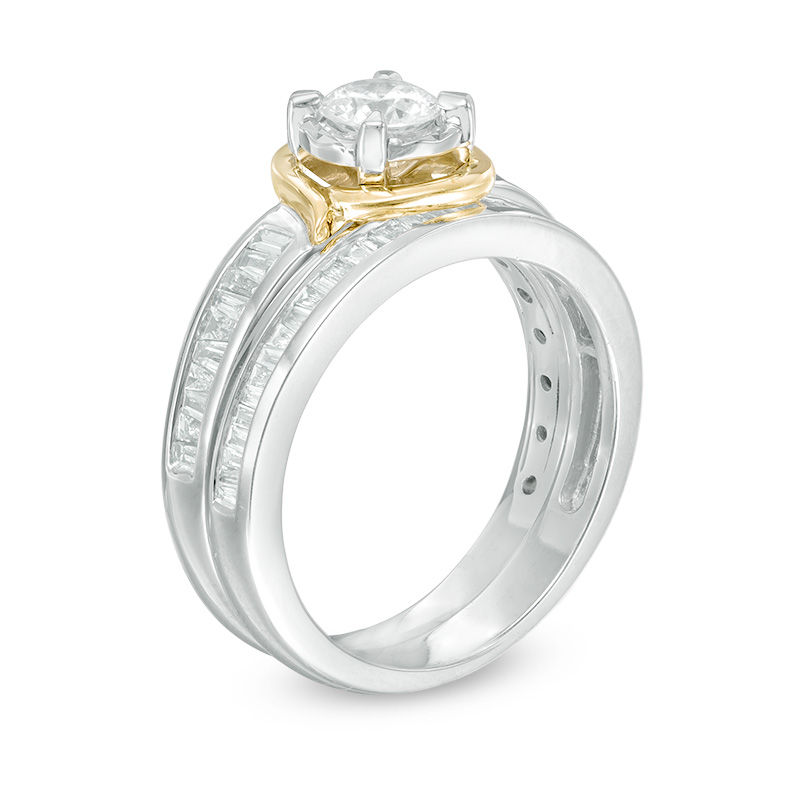 1.00 CT. T.W. Diamond Swirl Bridal Set in 14K Two-Tone Gold