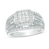 Thumbnail Image 0 of 1.00 CT. T.W. Princess-Cut Composite Diamond Frame Engagement Ring in 10K White Gold