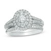 Thumbnail Image 0 of 1.00 CT. T.W. Diamond Oval Double Frame Bridal Set in 14K White Gold