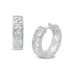 Thumbnail Image 0 of Open Hearts by Jane Seymour™ 0.04 CT. T.W. Diamond Huggie Hoop Earrings in Sterling Silver