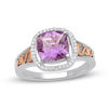 Thumbnail Image 0 of Open Hearts by Jane Seymour™ 8.0mm Amethyst and 0.10 CT. T.W. Diamond Frame Ring in Sterling Silver
