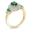 Thumbnail Image 1 of Oval Lab-Created Emerald and White Sapphire Sunburst Frame Ring in 10K Gold