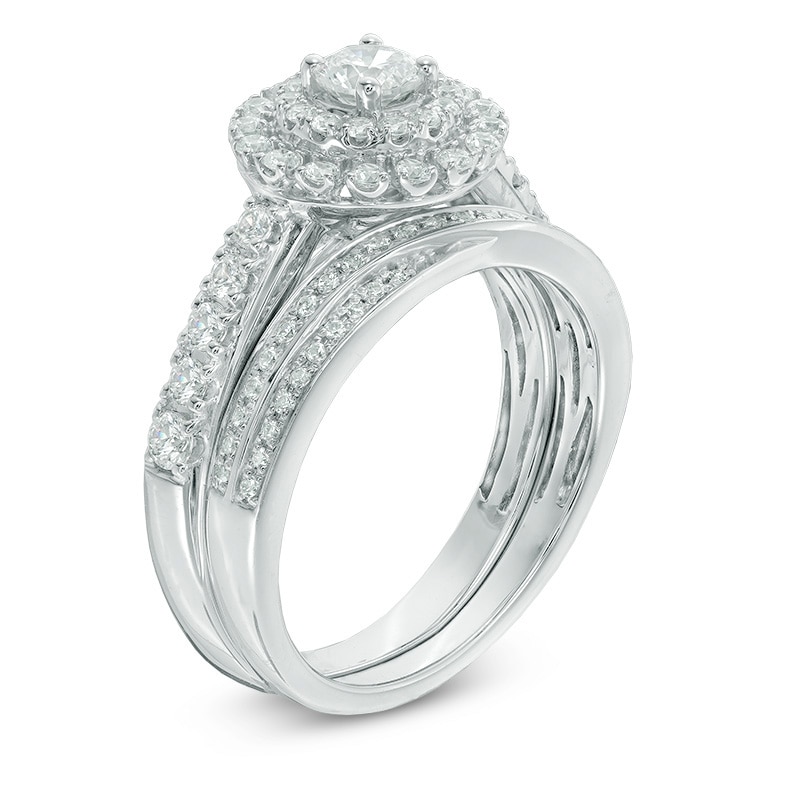 1.00 CT. T.W. Diamond Frame Bridal Set in 14K White Gold