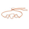 Thumbnail Image 1 of Lab-Created White Sapphire Triple Heart Bolo Bracelet in Sterling Silver with 18K Rose Gold Plate - 9.0"