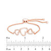 Thumbnail Image 2 of Lab-Created White Sapphire Triple Heart Bolo Bracelet in Sterling Silver with 18K Rose Gold Plate - 9.0"