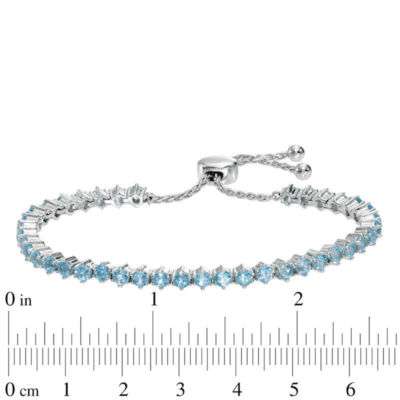 Swiss Blue Topaz and Lab-Created White Sapphire Bolo Bracelet in Sterling Silver â 9.0"