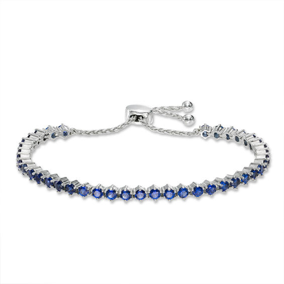 Lab-Created Blue Sapphire Bolo Bracelet in Sterling Silver - 9.0"