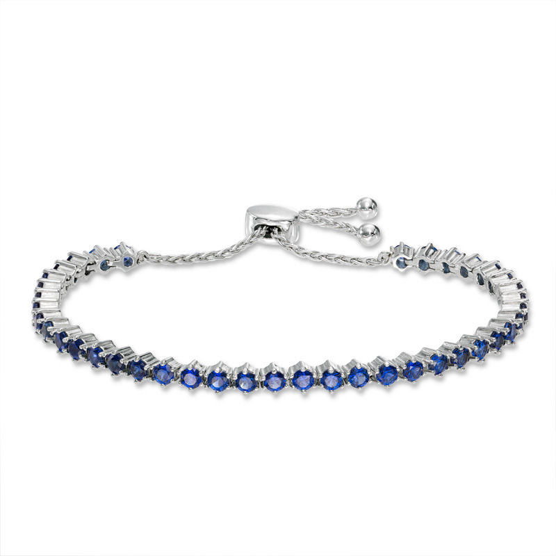 Lab-Created Blue Sapphire Bolo Bracelet in Sterling Silver - 9.0"