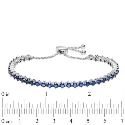 Lab-Created Blue Sapphire Bolo Bracelet in Sterling Silver - 9.0"
