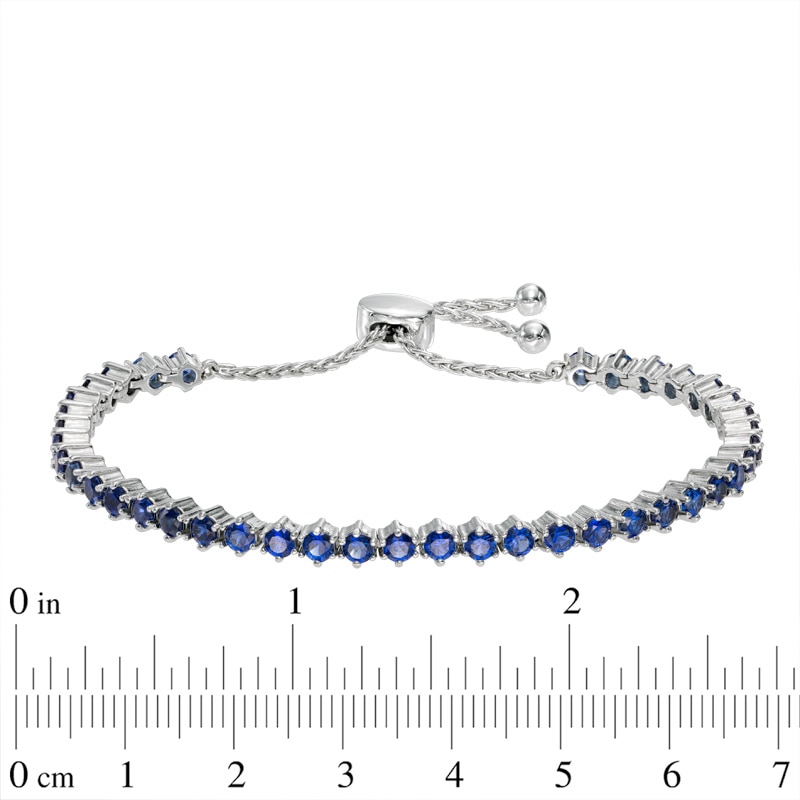 Lab-Created Blue Sapphire Bolo Bracelet in Sterling Silver - 9.0"