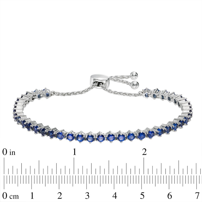 Lab-Created Blue Sapphire Bolo Bracelet in Sterling Silver - 9.0"