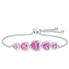 Heart-Shaped Lab-Created Pink and White Sapphire Bolo Bracelet in Sterling Silver – 9.0"