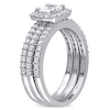 Thumbnail Image 2 of Cushion-Cut Lab-Created White Sapphire Frame Three Piece Bridal Set in Sterling Silver