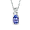 Thumbnail Image 1 of Oval Tanzanite and Lab-Created White Sapphire Infinity Drop Pendant in Sterling Silver