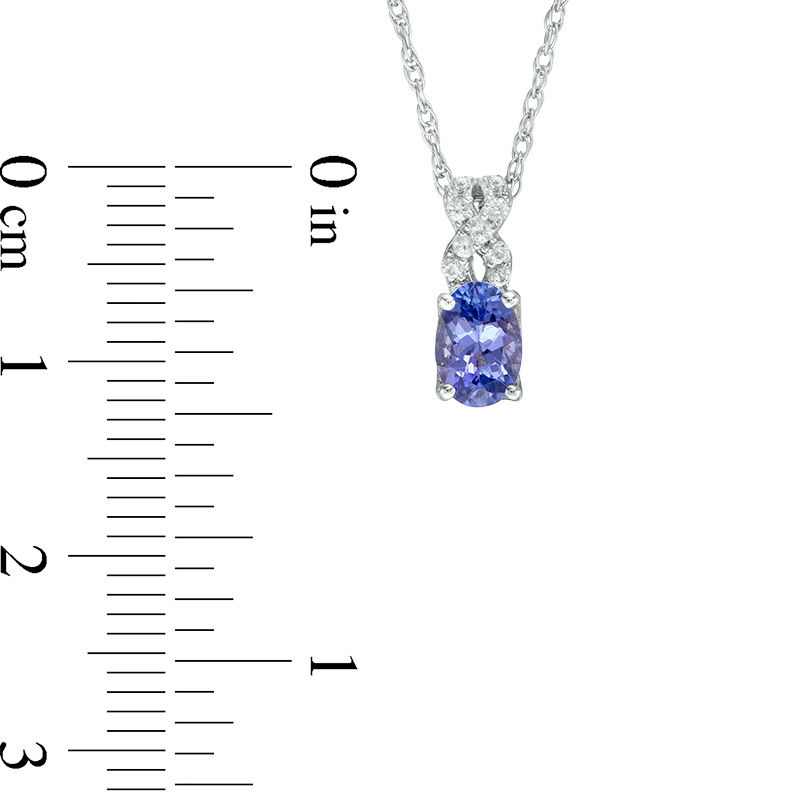Main Image 2 of Oval Tanzanite and Lab-Created White Sapphire Infinity Drop Pendant in Sterling Silver