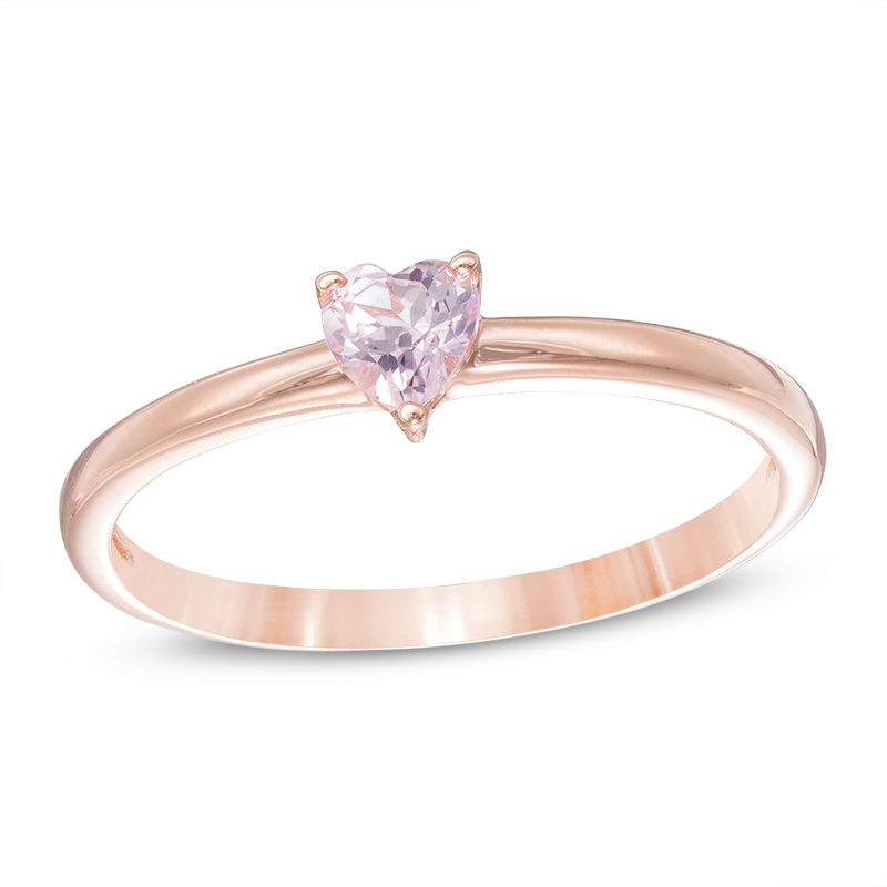 4.0mm Heart-Shaped Pink Sapphire Solitaire Ring in 10K Rose Gold
