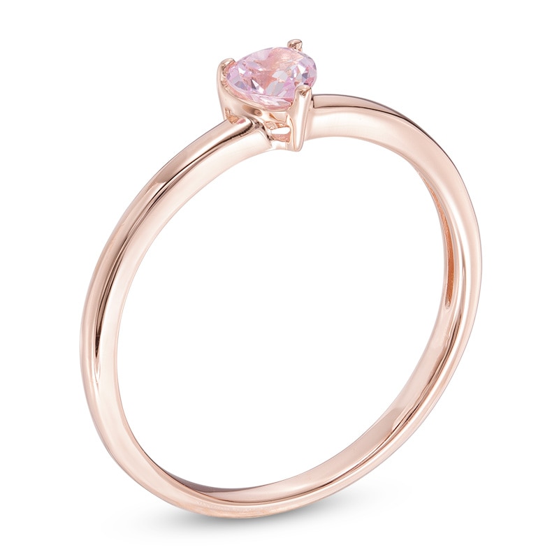 Main Image 2 of 4.0mm Heart-Shaped Pink Sapphire Solitaire Ring in 10K Rose Gold