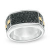 Thumbnail Image 0 of Men's Black Sapphire Band in Sterling Silver and 10K Gold