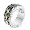Thumbnail Image 1 of Men's Black Sapphire Band in Sterling Silver and 10K Gold