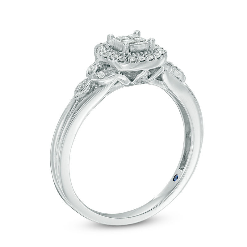 0.09 CT. T.W. Diamond Frame Promise Ring in 10K White Gold