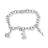 Thumbnail Image 1 of Open Hearts by Jane Seymour™ 0.10 CT. T.W. Diamond Charm Bracelet in Sterling Silver and 10K Rose Gold