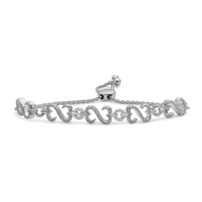 Open Hearts by Jane Seymour™ 0.20 CT. T.W. Diamond Bolo Bracelet in Sterling Silver - 9.5"|Peoples Jewellers