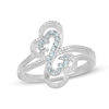 Thumbnail Image 1 of Open Hearts by Jane Seymour™ 0.10 CT. T.W. and Blue Topaz Wave Ring in Sterling Silver