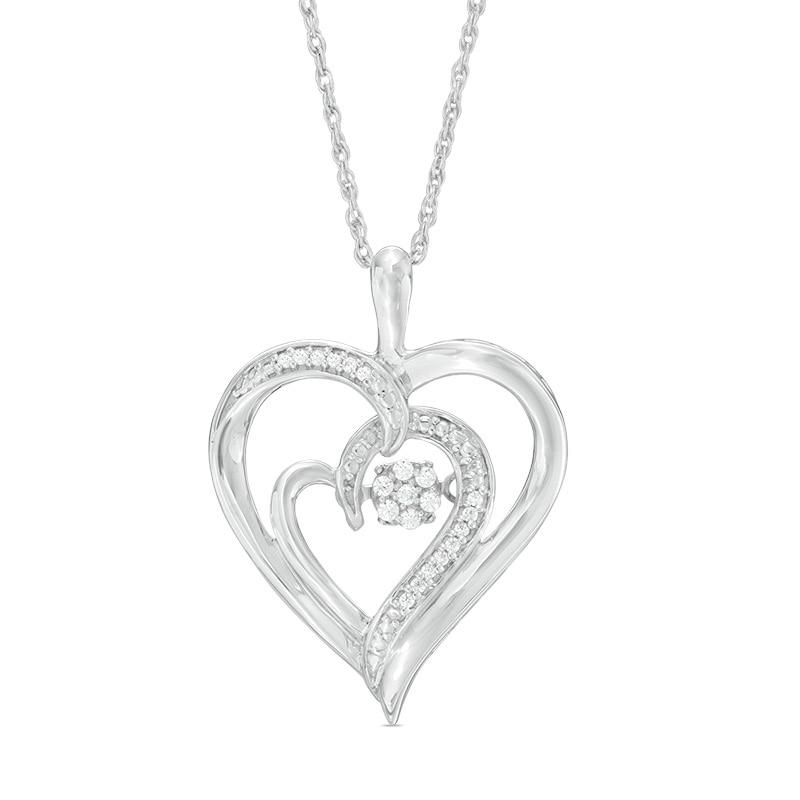 Main Image 1 of Unstoppable Love™ Composite Diamond Accent Double Heart Pendant in Sterling Silver