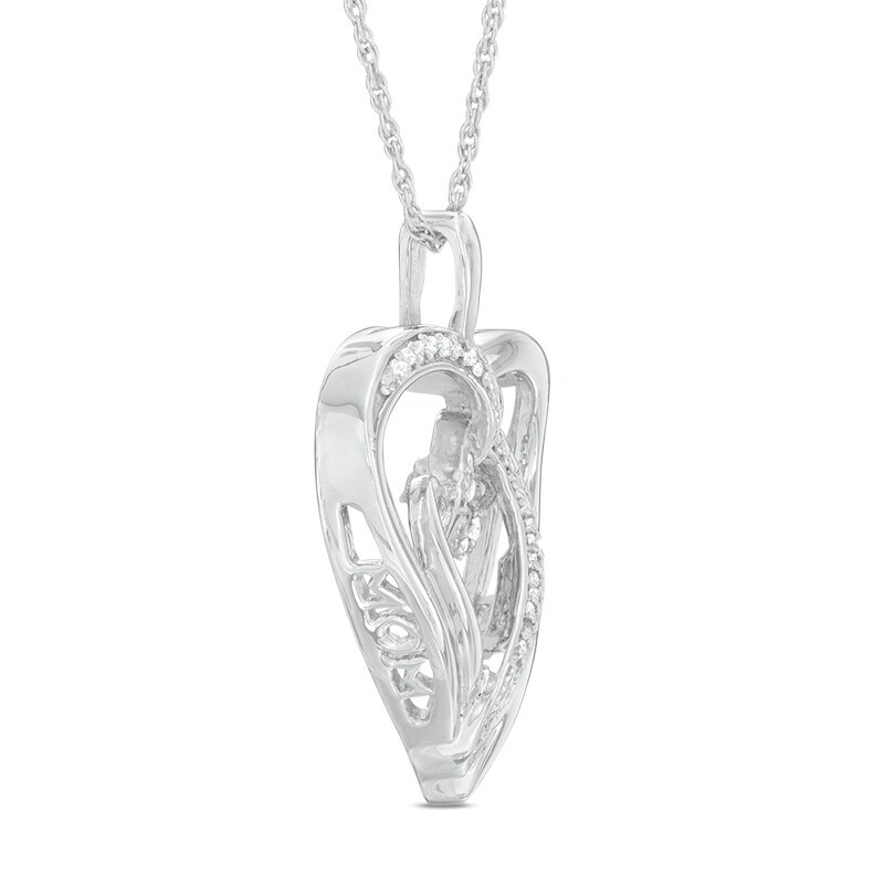 Main Image 2 of Unstoppable Love™ Composite Diamond Accent Double Heart Pendant in Sterling Silver