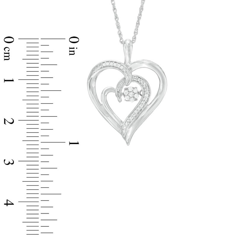 Main Image 3 of Unstoppable Love™ Composite Diamond Accent Double Heart Pendant in Sterling Silver