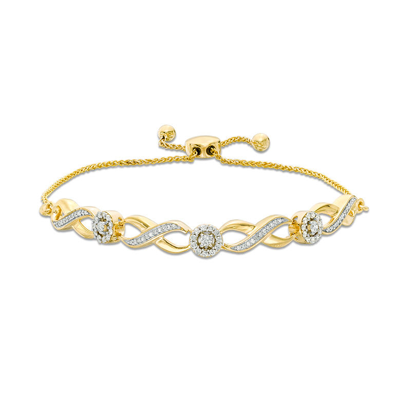 0.45 CT. T.W. Diamond Infinity Bolo Bracelet in 10K Gold - 9.5"