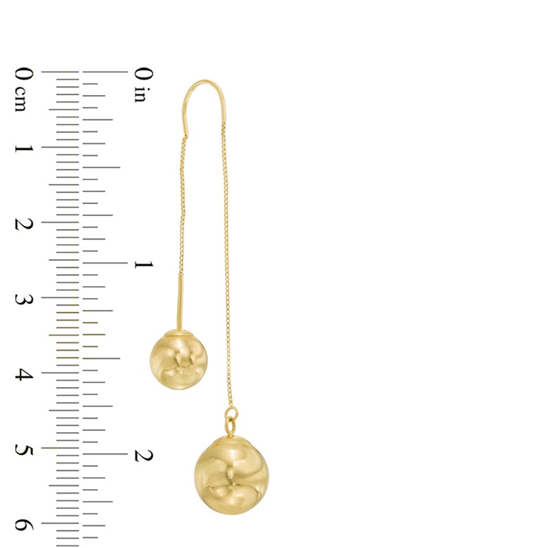 Double Ball Threader Earrings in 10K Gold