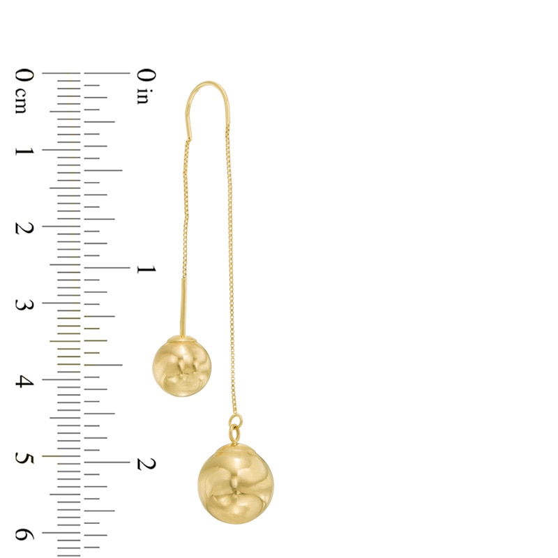 Main Image 2 of Double Ball Threader Earrings in 10K Gold
