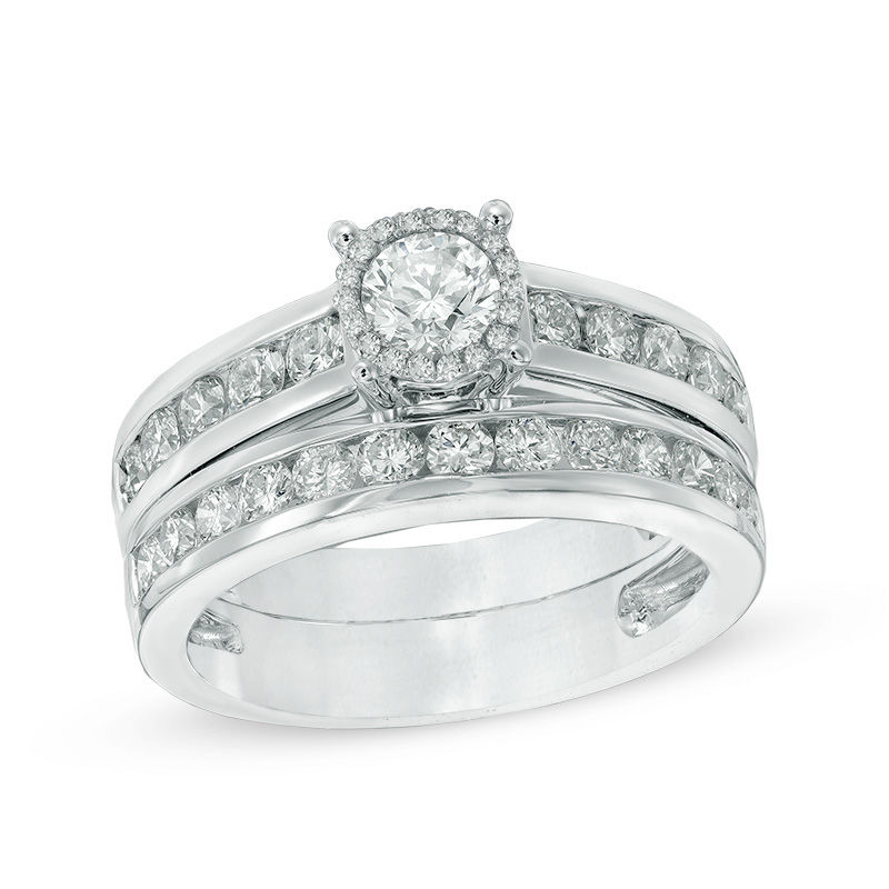 1.50 CT. T.W. Channel-Set Diamond Bridal Set in 14K White Gold|Peoples Jewellers