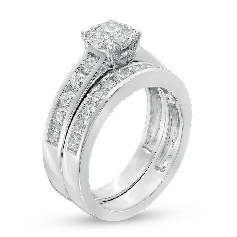 1.50 CT. T.W. Channel-Set Diamond Bridal Set in 14K White Gold|Peoples Jewellers