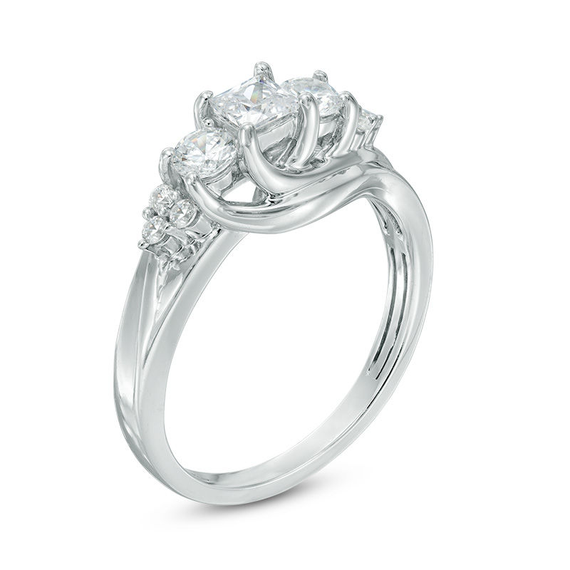0.75 CT. T.W. Canadian Certified Princess-Cut Diamond Three Stone Engagement Ring in 14K White Gold (I/I2)