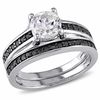 Thumbnail Image 0 of Lab-Created White Sapphire and 0.33 CT. T.W. Black Diamond Bridal Set in Sterling Silver