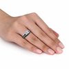 Thumbnail Image 3 of Lab-Created White Sapphire and 0.33 CT. T.W. Black Diamond Bridal Set in Sterling Silver