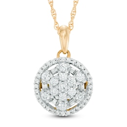0.45 CT. T.W. Diamond Snowflake in Circle Pendant in 10K Gold