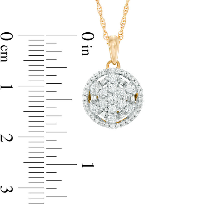 0.45 CT. T.W. Diamond Snowflake in Circle Pendant in 10K Gold